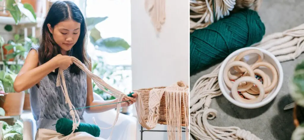 Girl making macrame