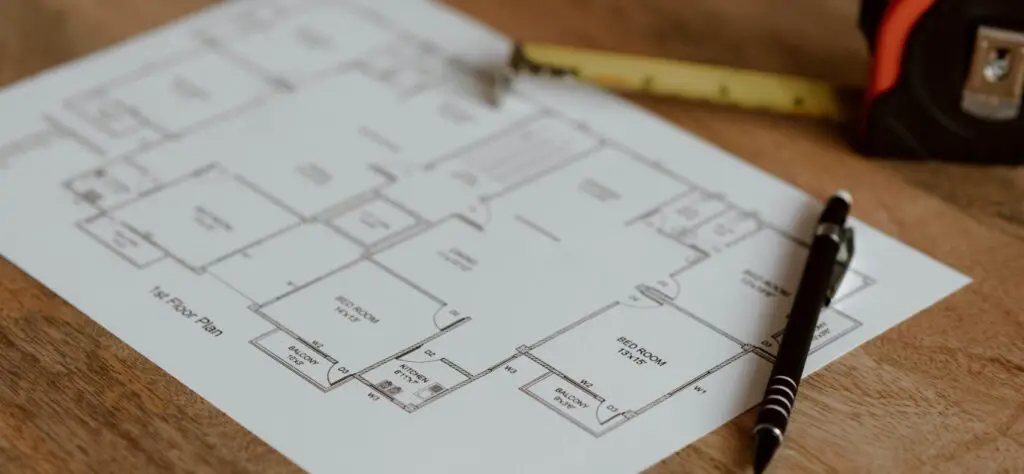 A drawing of a room layout