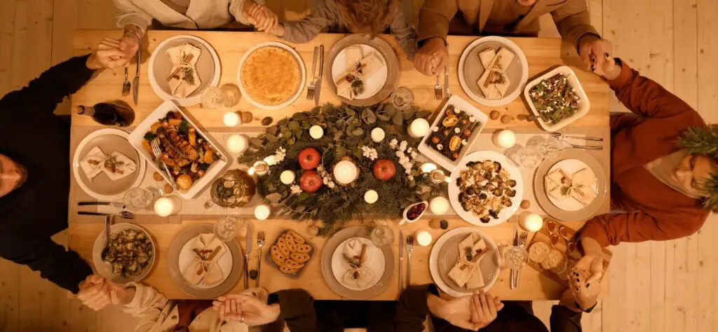 Dinner table with guests